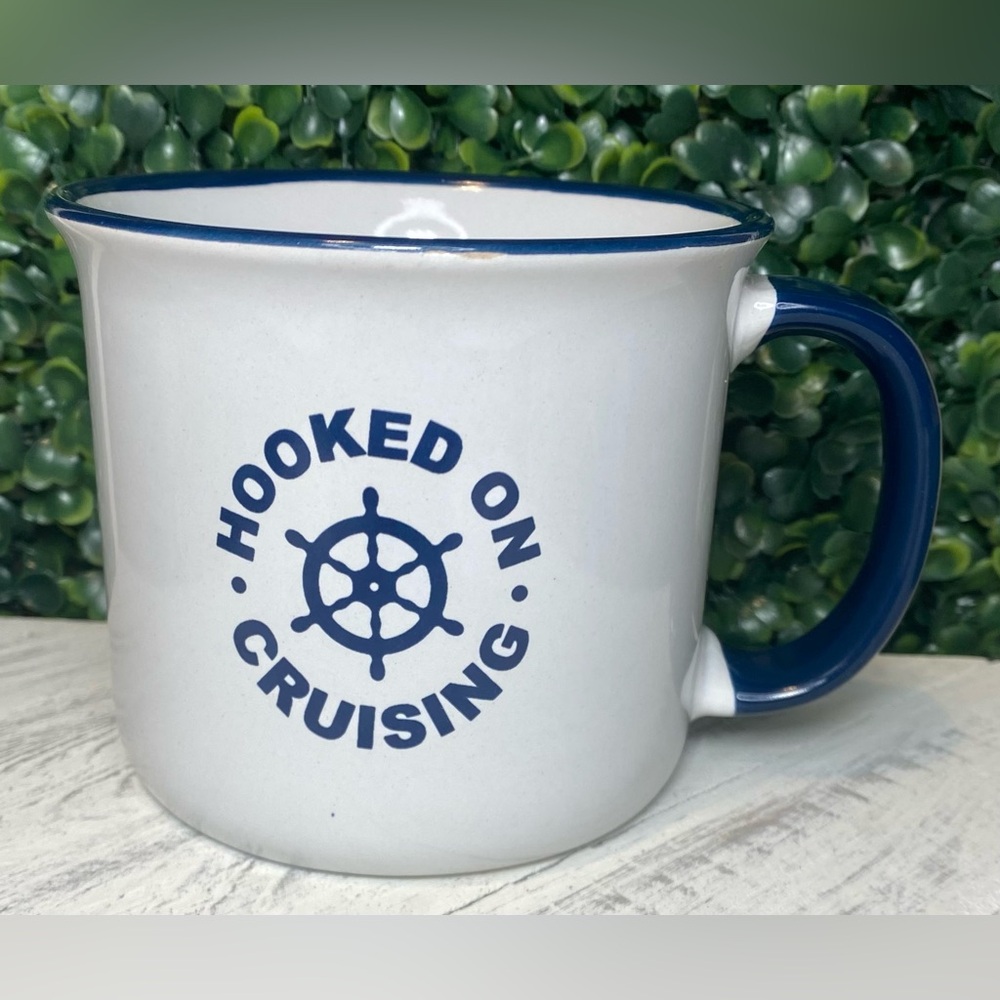 Norwegian NCL Hooked on Cruising Ship's Wheel Camper Mug